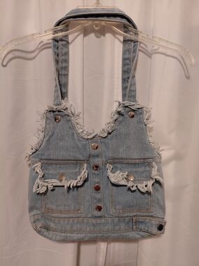 Y2K-style distressed denim shoulder bag